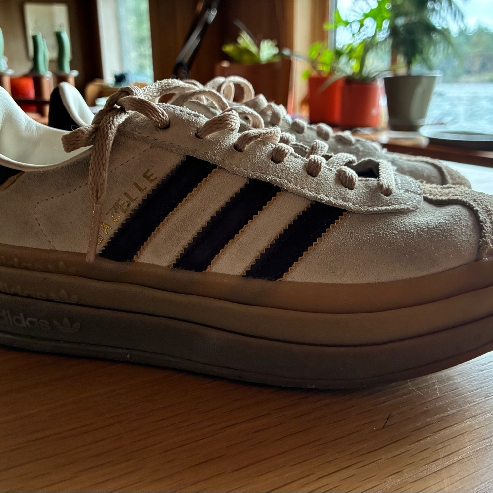 adidas Beige and Black Platform Sneakers